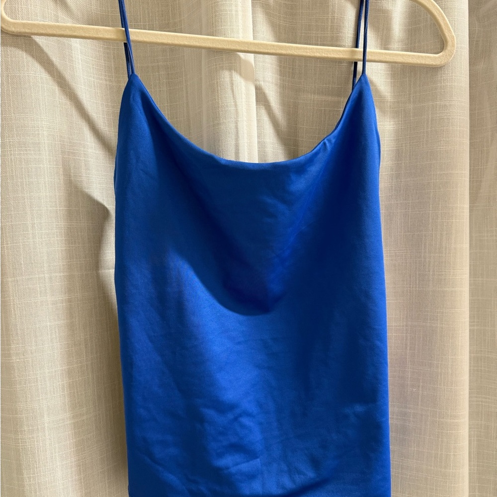 Elegant Backless Blue Women's Top